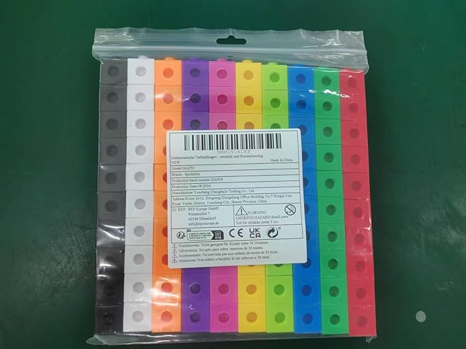 SpriteGru Math Linking Cubes, Set of 100 Math Cubes Manipulative Connecting and Counting Snap Blocks for Early Math and Construction, Educational Toy for Preschool, Kindergarten, Homeschool