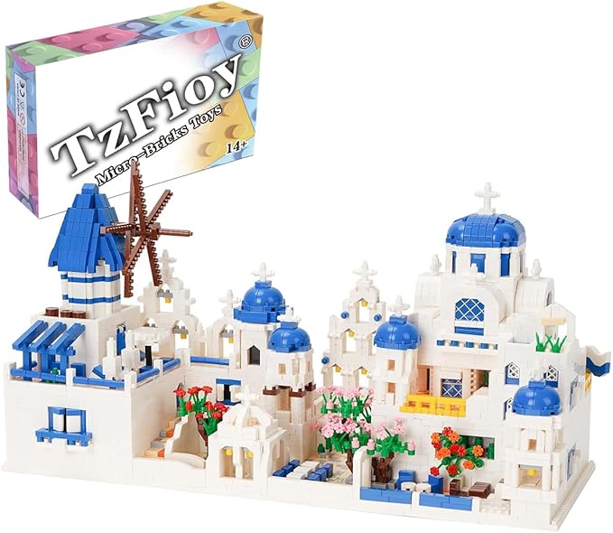 Santorini Greece Micro Brick Building Set (4310 Pieces) – Landmark Model Educational Toy Gift for Kids and Adults