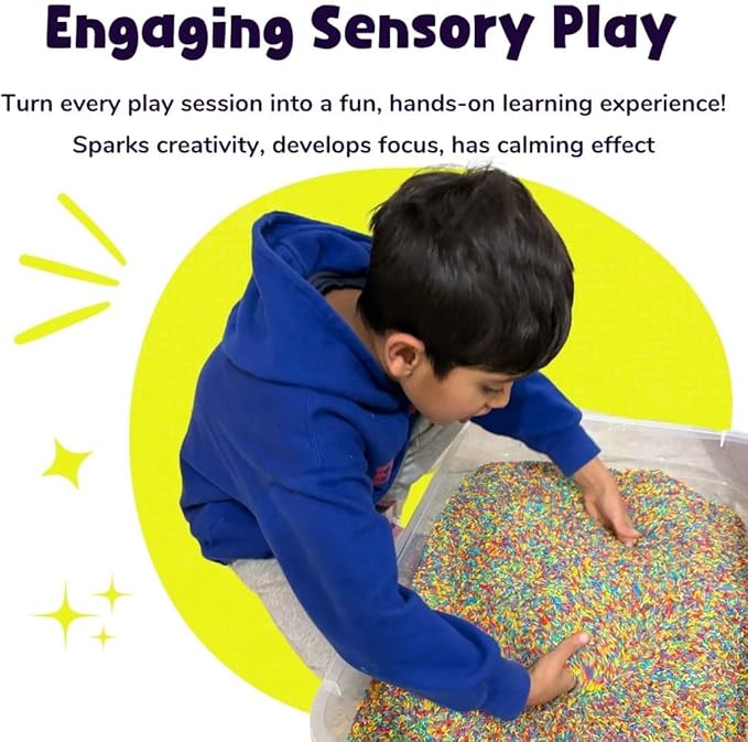 6 Colored Rice Sensory Bin Filler 6 LB (1 LB Each)| Non-Toxic & Child-Safe Montessori Sensory Play for Toddlers | Sensory Table Filler | Color Sorting & Perception | Learning Activity