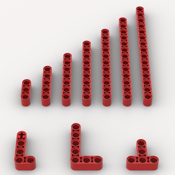 Red Liftarms Thick Bulk Assortment Pack, 80 Pieces Red Liftarms Beams with 10 Size, Compatible with Lego Parts and Pieces(Color: Red)