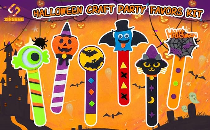 24 Piece Halloween Crafts for Kids Ages 4-8, DIY Bookmark Craft Bulk for Party Favors & Classroom Rewards