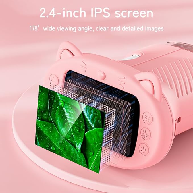 Kids Microscope, 1000X Handheld Mini Microscope, 2.4'' Portable Digital Microscopes, Photo and Video Microscopes, Educational Science Kit Toys for Age 3-10 Girls&Boys(Light Pink)