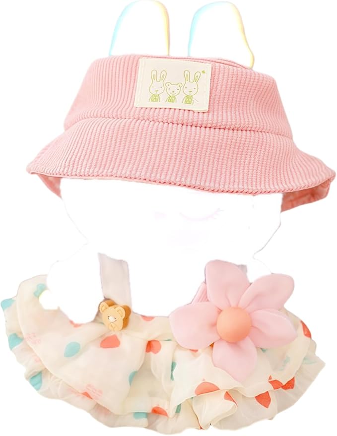 17cm Doll Clothes Set, 3 Pieces Dress Outfit Set for 6.7inch Doll Suit, Fashion Chic Hat & Clothes Accessories for 1st/2nd/3rd Gen Dolls Play & Display Light Beige