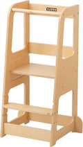 Toddler Kitchen Helper Tower for Ages 1–6 – 3-Level Adjustable Learning Tower with Safety Design, Toddler Standing Tower & Kitchen Helper Stool, CPC Certified, Natural