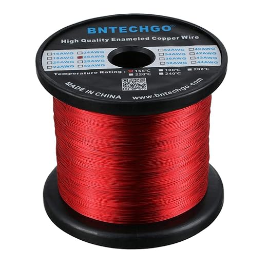 BNTECHGO 26 AWG Magnet Wire - Enameled Copper Wire - Enameled Magnet Winding Wire - 5 lb - 0.0157" Diameter 1 Spool Coil Red Temperature Rating 155℃ Widely Used for Transformers Inductors