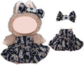 2-Piece Clothes for Labubu (NO Doll), Handmade Liberty Fabric Dress and Bow Set for 17CM Dolls, Cute Outfit Accessories (Cheetah)