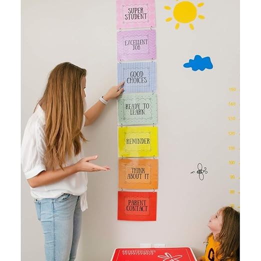Behavior Chart for Kids, Full Sized Wall Hanging Behavior Clip Chart, Classroom and Household Behavior Management Tool, Completely Customizable, Teaching Supplies Suitable for School, Home or Daycare