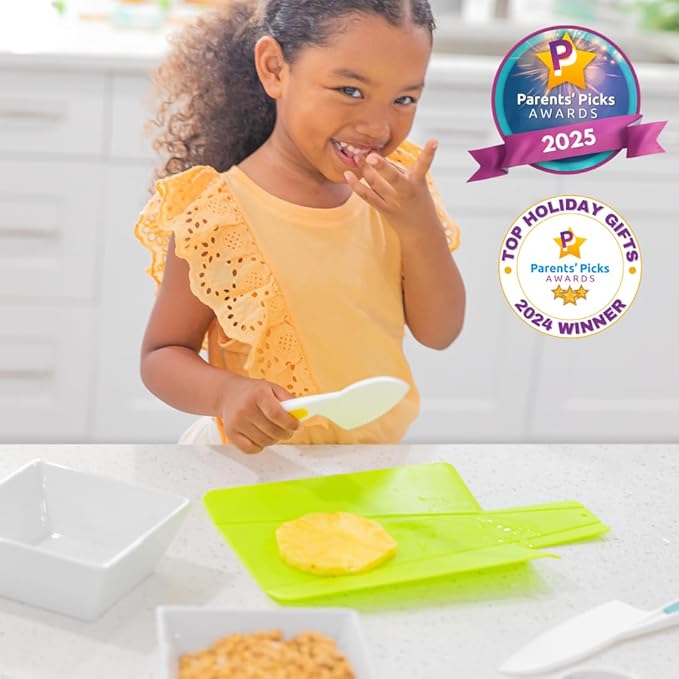 TOVLA JR. Toddler Montessori Kitchen Knife and Cutting Board Set – Safe, Kid-Sized Tools for Real Cooking – Ages 3+ Life Skills and Hands-On Prep