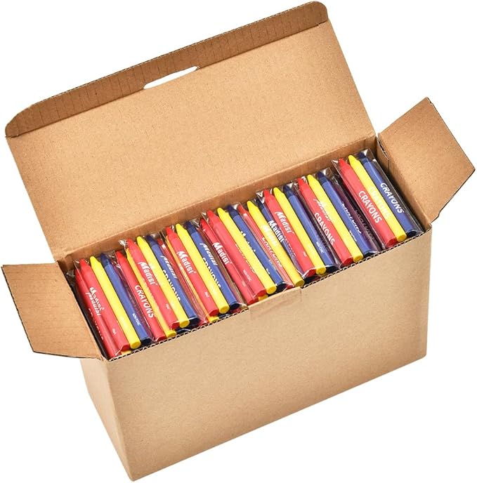 Madisi Crayons Bulk Pack, Regular Size, 3 Colors, cellophane 200 Packs, 600 Count