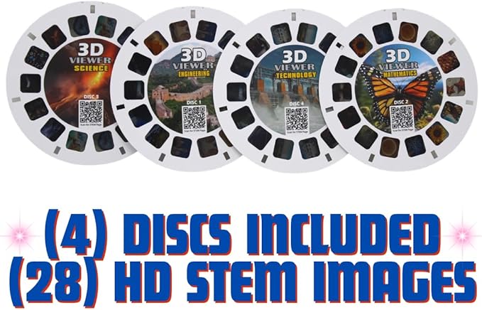 WARM FUZZY Toys STEM Viewfinder - Viewfinder for Kids & Adults, Classic Toys, Slide Viewer, 3D Reel Viewer, Retro, Vintage Toys with 4 Reels - Contains 28 High Definition Educational 3D Images