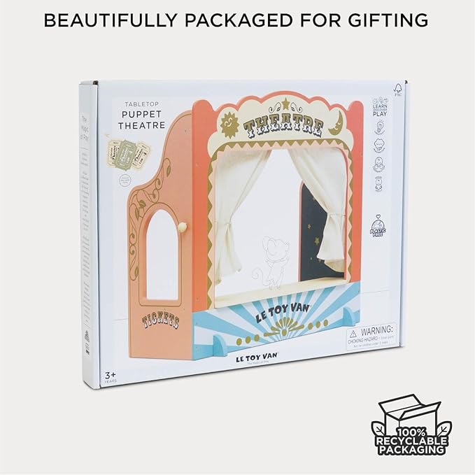 Le Toy Van – Wooden Tabletop Puppet Theatre | Imaginative Play Theatre - Suitable for Ages 3+ Years