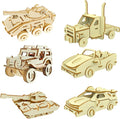 3D Wooden Puzzle - 6 Piece Set Wooden Car Brain Teaser Puzzle - DIY Assembly Car Building Model Kits - Wood STEM Toys Gifts for for Adults & Teens Birthday Gifts Christmas