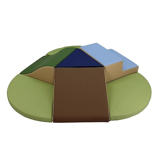 FDP SoftScape Toddler Playtime Junction 360 Climber Plus Side Pads, Indoor Active Play Structure for Toddlers and Kids; Safe Soft Foam for Crawling, Climbing, Sliding (7-Piece) - Earthtone, 13800-ET