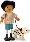 Tender Leaf Toys - Mr. Forrester and his Dog - Detailed Wooden Doll with Flexible Arms and Legs for Dollhouse - Encourage Creative and Imaginative Fun for Children - Age 3+