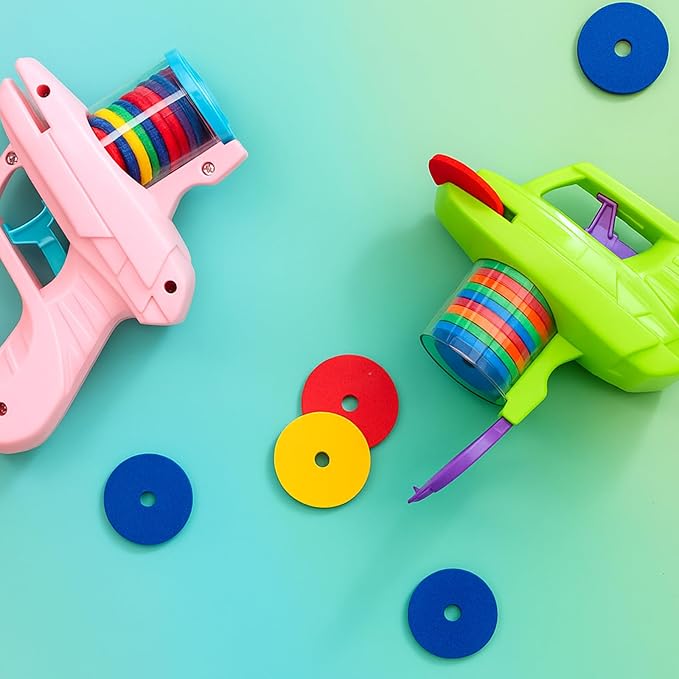 Sumind 2 Pcs Foam Disc Shooter Zip Shot Shooter Disc Launcher (Green,Pink)