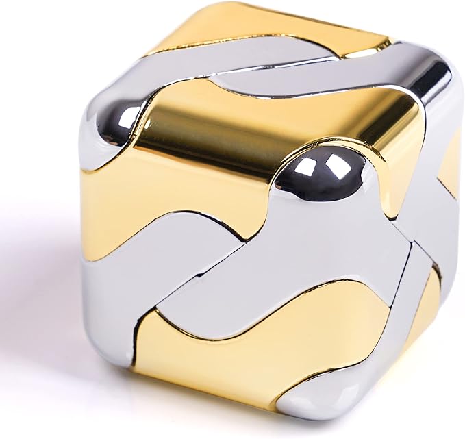 Metal-Puzzles Brain-Teaser 3D-Toys: Fidget-Toys Cool-Gadgets-Stuff Square-Cube-Box Puzzle-Toy ADHD Tools Stress Relief Gift for Kid Children Teen Adult Office Home School Christmas