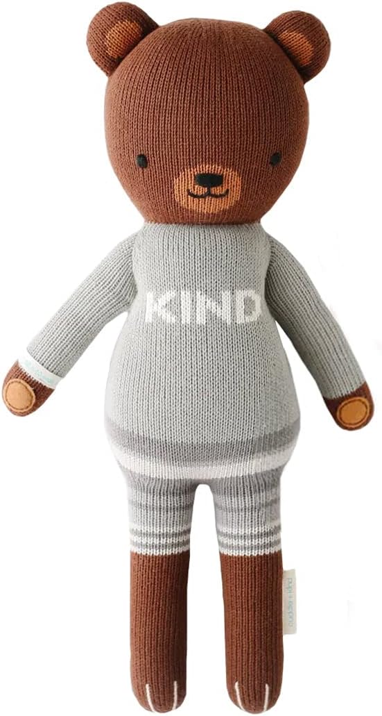 cuddle + kind Oliver The Bear Regular 20" Hand-Knit Doll – 1 Doll = 10 Meals, Fair Trade, Heirloom Quality, Handcrafted in Peru, 100% Cotton Yarn