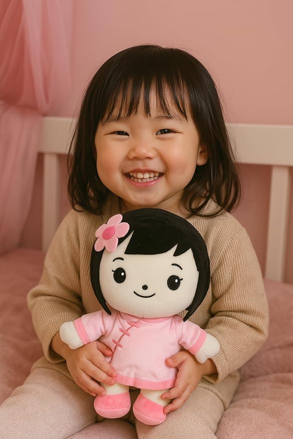 Asian Baby Doll – 12” Asian Plush Doll for Girls, Soft Cuddly Birthday Gift for Girls Ages 3+