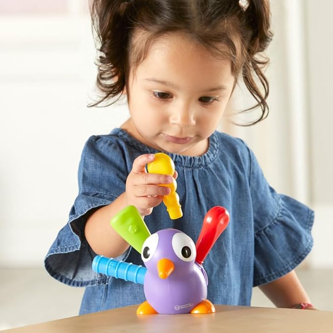 Learning Resources Pedro the Fine Motor Peacock ,Toddler Learning Toys, Montessori Toys, Develops Fine Motor Skills, Toddler Toys, Ages 18+ Months ,6 pieces