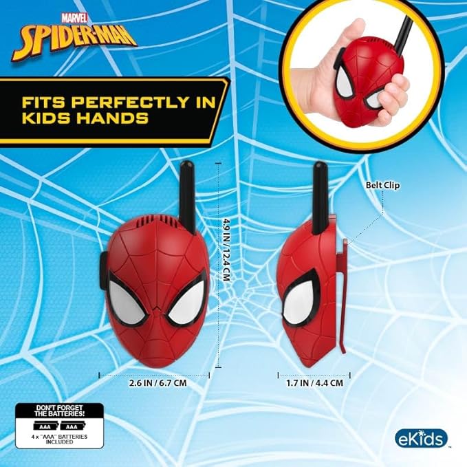 eKids Spiderman Walkie Talkies for Kids, Indoor and Outdoor Toys Designed for Fans of Spiderman Toys