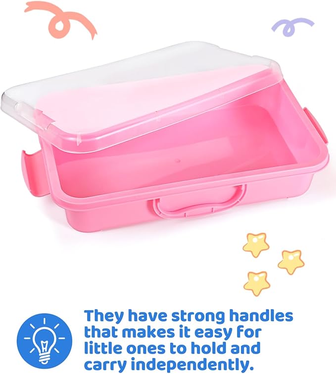 3 Pcs Sand Tray Sensory Bin with Lid and Handle, Portable Sensory Sandbox Container for Kids, Plastic Activity Tray for Toddlers (Transparent+Green+Blue)
