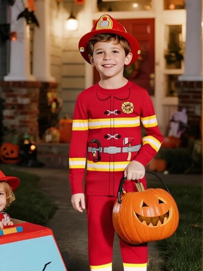 A&J DESIGN Pure Cotton Printed Pjs for 2-14 Years Kids, 2-Piece Long-Sleeved Pajamas Set