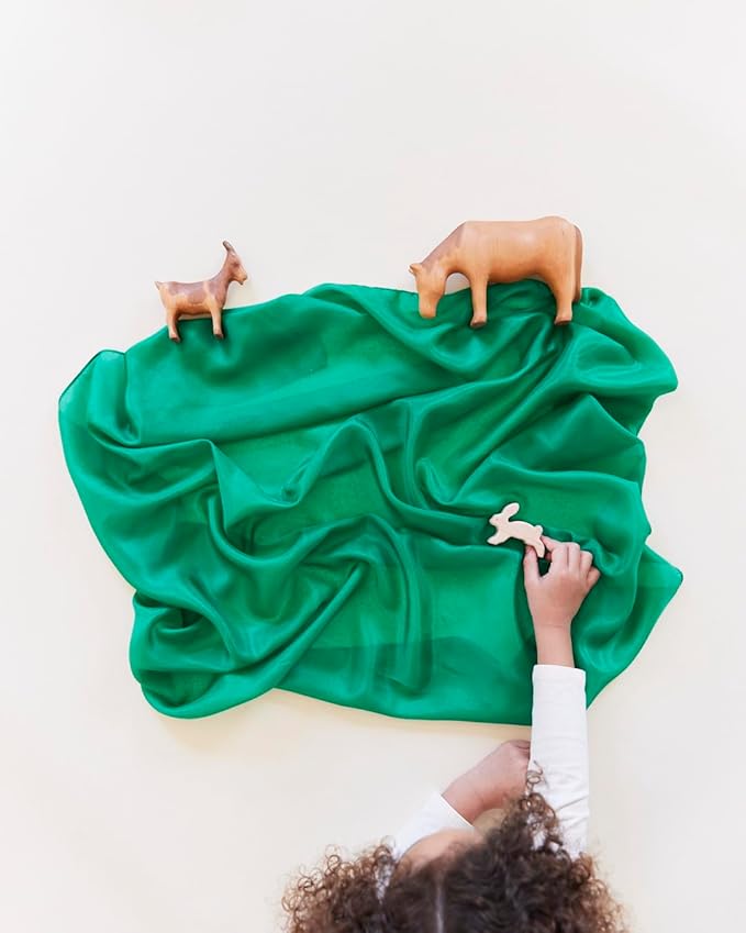 Sarah's Silks Set of 6 Primary Playsilks, 100% Silk Scarves for Kids and Toddlers, Sensory Toys | Bright Square Scarves, Waldorf Toys for Imaginative and Pretend Play
