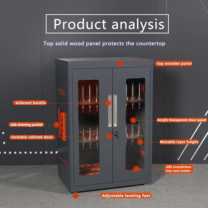 CNC Tool Storage Rack Organizers, Large Capacity CNC Tool Storage Cabinet with Lock, Suitable for Various Types of CNC Tool Holder Keeper for Warehouse Workshop