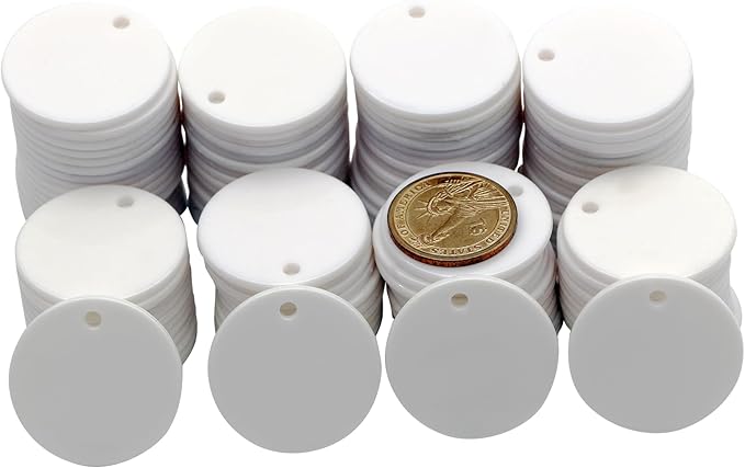 35MM with Holes, 120 Pieces per Box of Plastic Poker Chips - Perfect for Bar Activities, Teaching Games, and Customizable Accessories with Text.