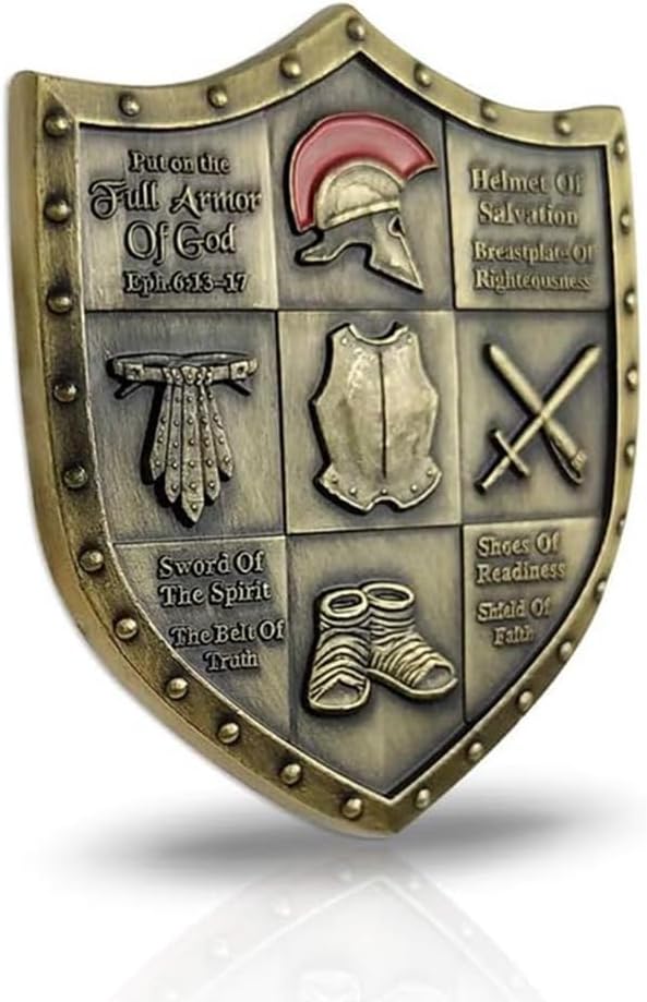 Put On The Whole Armor of God Challenge Coin Eph 6:13-17 3D Religious Collectible Coin (Pack of 3)
