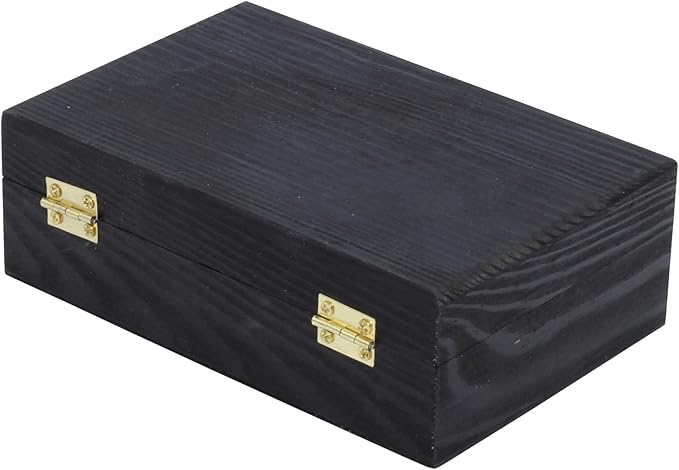Creative Hobbies Black Wooden Keepsake Box with Gold Clasp - 6″ × 4″ × 2″ Painted Storage Case for Jewelry, Photos, Crafts & Gifts