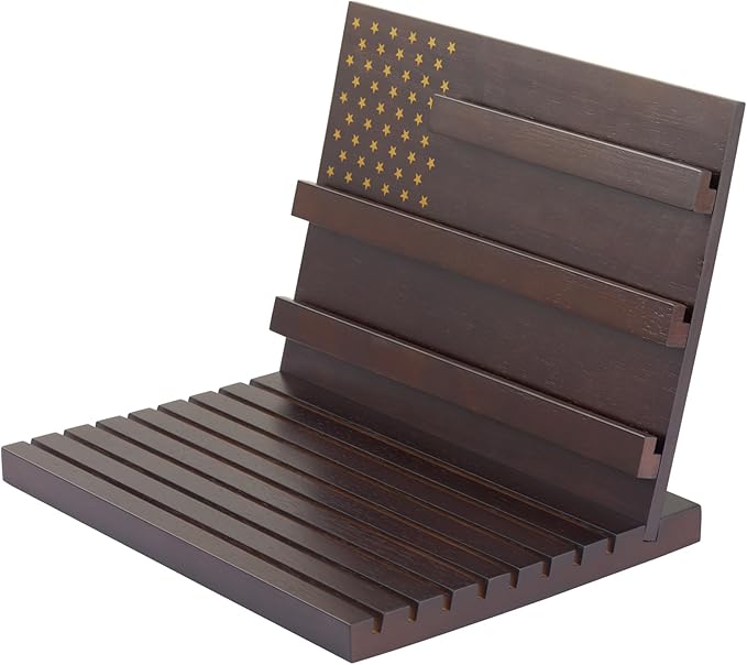 PiaoHao Challenge Coin Display Stand Military Coin Holder Wooden Rack Holds 80 Coins