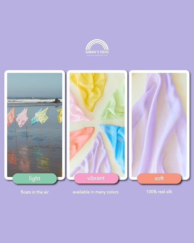 Sarah's Silks Playsilk - 100% Real Silk, Hand Dyed, Bright Colored Play Scarves | Montessori and Waldorf Toys for Dress up, Imaginative, and Pretend Play (35" x 35")