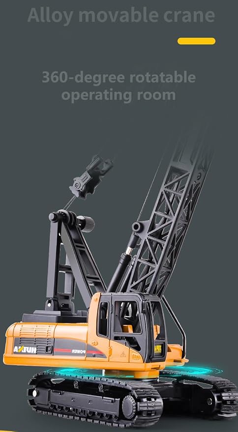 Gemini&Genius Crawler Crane Construction Vehicle Toy Dragline Heavy Duty 1/50 Crane Work Car, Engineering Truck, Site Sandbox Car Toy, Collectible or Decoration for Kids