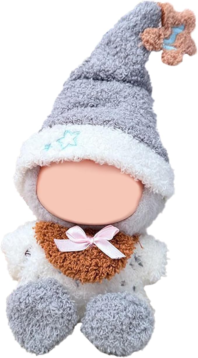 17CM Doll Clothes Set Grey Hat + White Grey Jumpsuit, Fashion Cute Dress-Up Clothes for Doll Accessories Outfit(No Doll Included)(LBB Clothes 7)