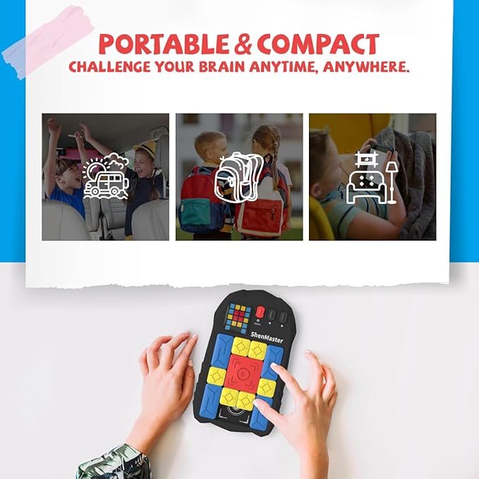 Rechargeable Super Slide Puzzle Game,Klotski Brain Toys for Kids Teens,500+ Challenges 7 Difficulty Levels for Boys&Girls,Portable Travel Games for All Ages,8-12 Gifts idea-Black