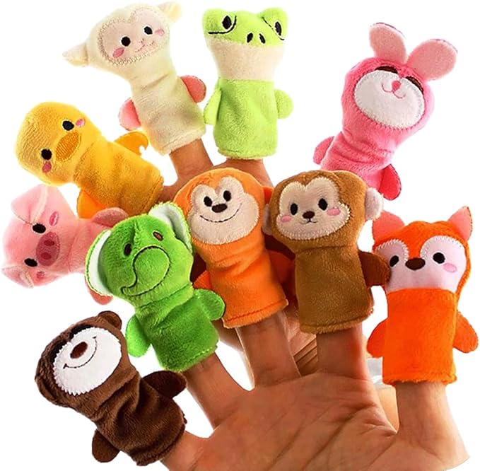Sealive 10-PCS Finger Puppets for Toddlers Story Time - Soft Velvet Forest Animals Puppet Toys - Perfect for Role Playing, Classroom Learning, Party Favors, Travel, Therapy, Imagination Building