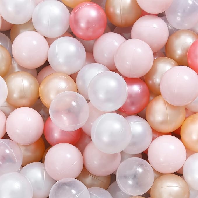 Ball Pit Balls Pack of 100 200 500 - Star and Round Set BPA Free Phthalate Free Non-Toxic Crush Proof Play Balls Soft Plastic Balls for Toddlers Baby Kids Birthday Pool Tent Party