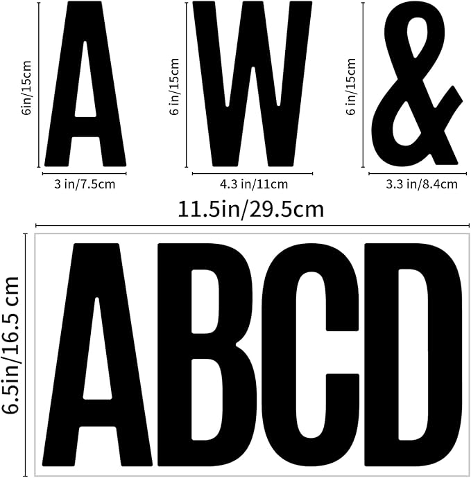 Bemeol 190 Pcs 35 Sheets Bulletin Board Letters for Classroom Large 6 Inch Alphabet Letter Stickers Self Adhesive Letters for Bulletin Board Display Home School(Black)