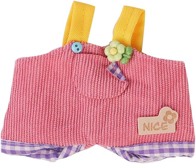 Doll Clothes for Labubu(NO Doll), for 17/15cm Plush Dolls, Clothing Suit Toy Figurine Outfit Set Dress Up with Kawaii Style Accessories, Multicolour Overall and Cute Hat or Headwear (LB133)