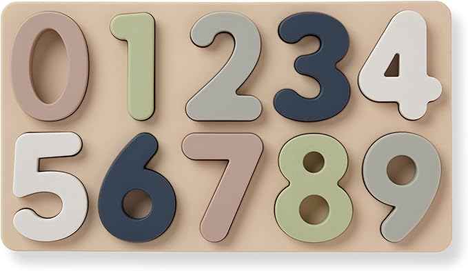 Ali+Oli Baby Soft Silicone Number Puzzle Toys for Toddlers (11 Piece Set) Toddler or Baby Girl & Boy Neutral Baby Toys - Montessori Learning Puzzle Silicone Number Shape Sorter Toy
