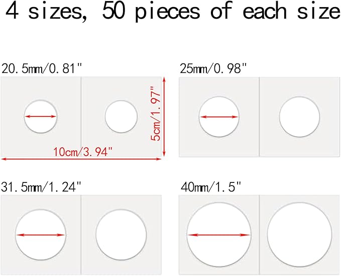 200 PCS Cardboard Coin Flips with 10 Sheets Coin Pocket Pages, 4 Assorted Sizes 2" x 2" Cardboard Coin Holders Coin Flips Coin Collection Supplies for Dime, Dollars, Penny, Quarter, Nickels Collecting