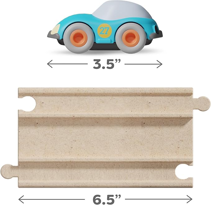 HABA Cars Action Ramp 14-Piece Toy Car Ramp Set, Sustainable Kids' Race Track with Stunt Jump & Push and Go Battery-Free Car Track Fun for Ages 2+