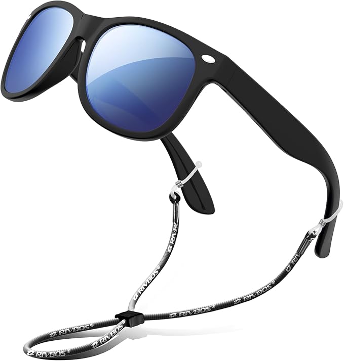 RIVBOS Kids Sunglasses Polarized UV Protection Flexible Rubber Glasses Shades with Strap for Boys Girls RBK004