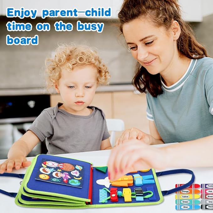 Busy Board for 1 Year Old, Montessori Toys for 1 2 3 4 Years Old Toddlers Baby Sensory Busy Book Preschool Learning Activities Airplane Car Travel Toys Birthday Gifts for Boys Girls 12 Months