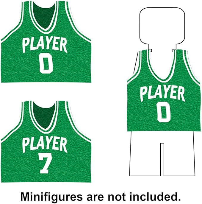 Building Blocks - Basketball Court Baseplates and Sets of 2 Basketball Hoop Basketball Goal Building Bricks for Basketball Game - Compatible with Major Brands (Basketball Playset/Green)