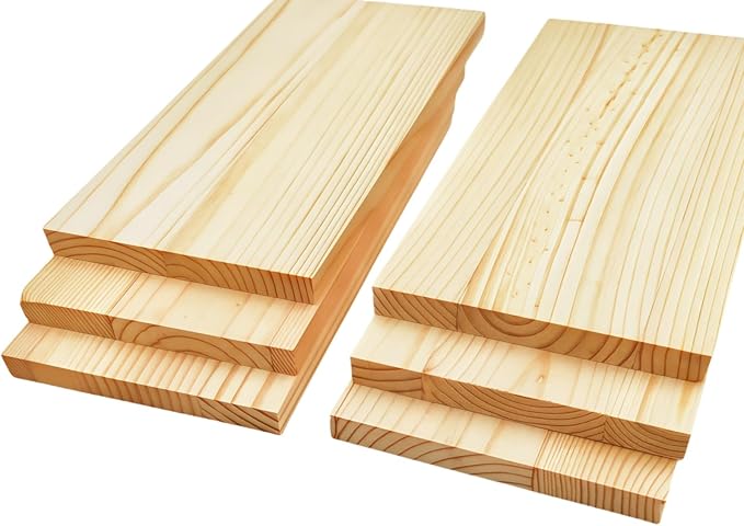 6PCS Rectangle Wood Boards Unfinished Wood Blocks for Crafting, 8x4x0.4in Blank Whittling Wooden Blocks for Wood Carving,Painting & Burning