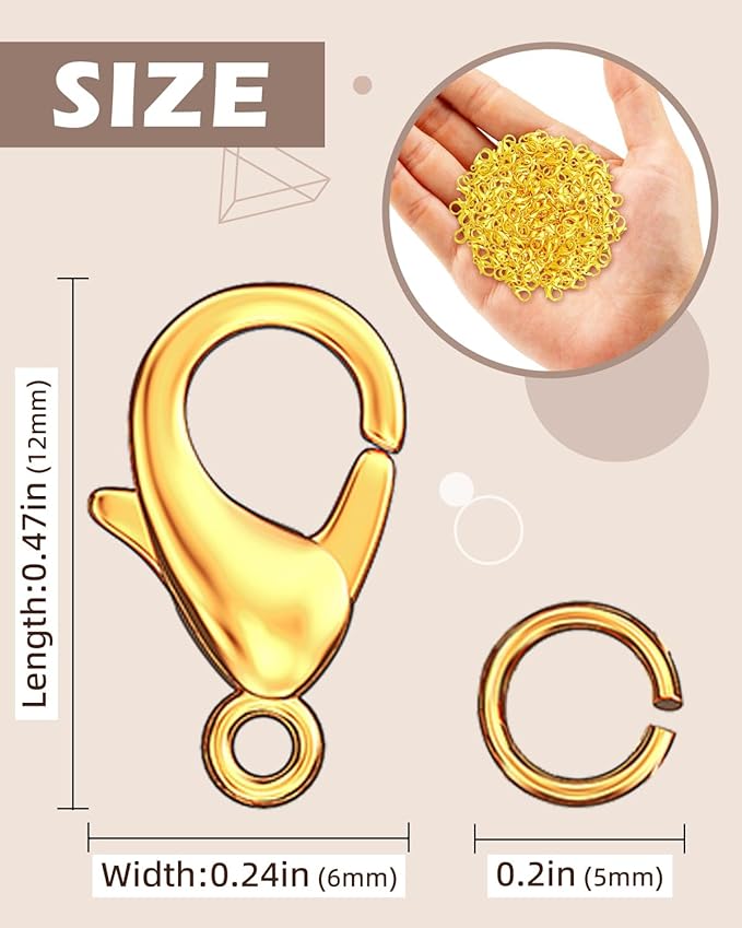 OHINGLT 700 Pieces Lobster Claw Clasps and Open Jump Rings Set, Gold and Silver Plated Bracelet Necklace Clasp for Jewelry Making