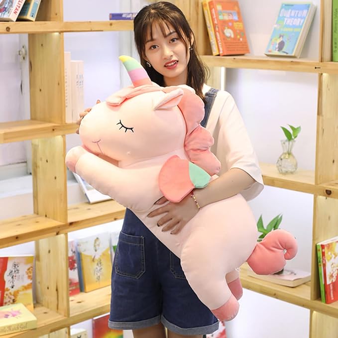 Unicorn Stuffed Animal, Soft Unicorn Plush Hugging Pillow Toy Gifts for Kids (Pink, 15.7 in)