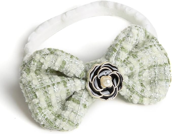 17cm Doll Clothes for Labubu- Luxury Chic Style Set for 17cm Dolls Outfit - Accessories for Dolls Clothes -Green Plaid Tweed Dress + Black Necktie + Green Bow (No Doll)